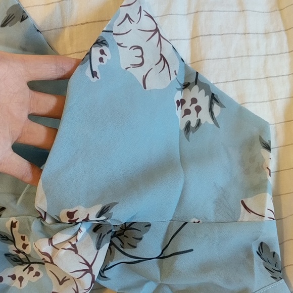 Blue Floral Maxi Long Twist Halter Dress Prom - Picture 4 of 8